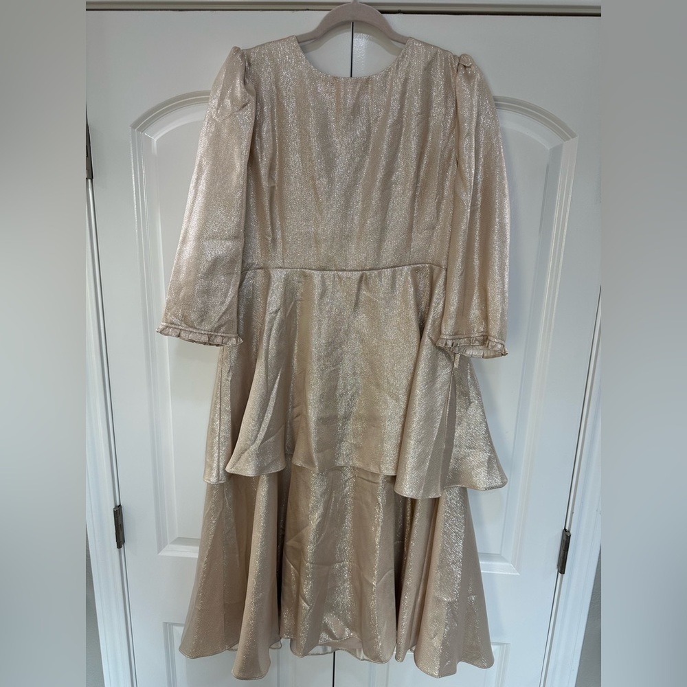 Dainty Jewells Shimmering Cream Midi Dress - Picture 2 of 4